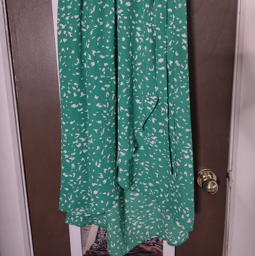 Green faux wrap skirt